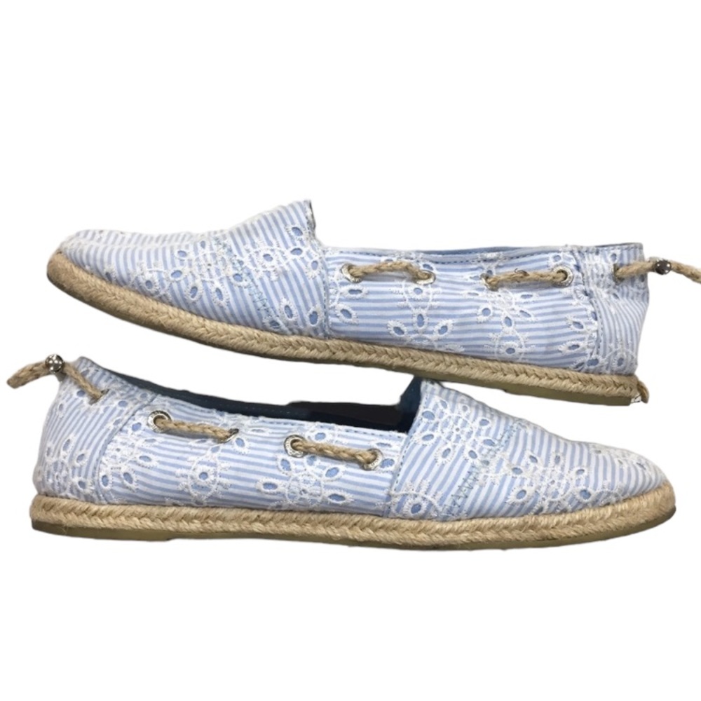 Nautica Blue & White Eyelet Espadrille Flats - Picture 4 of 8